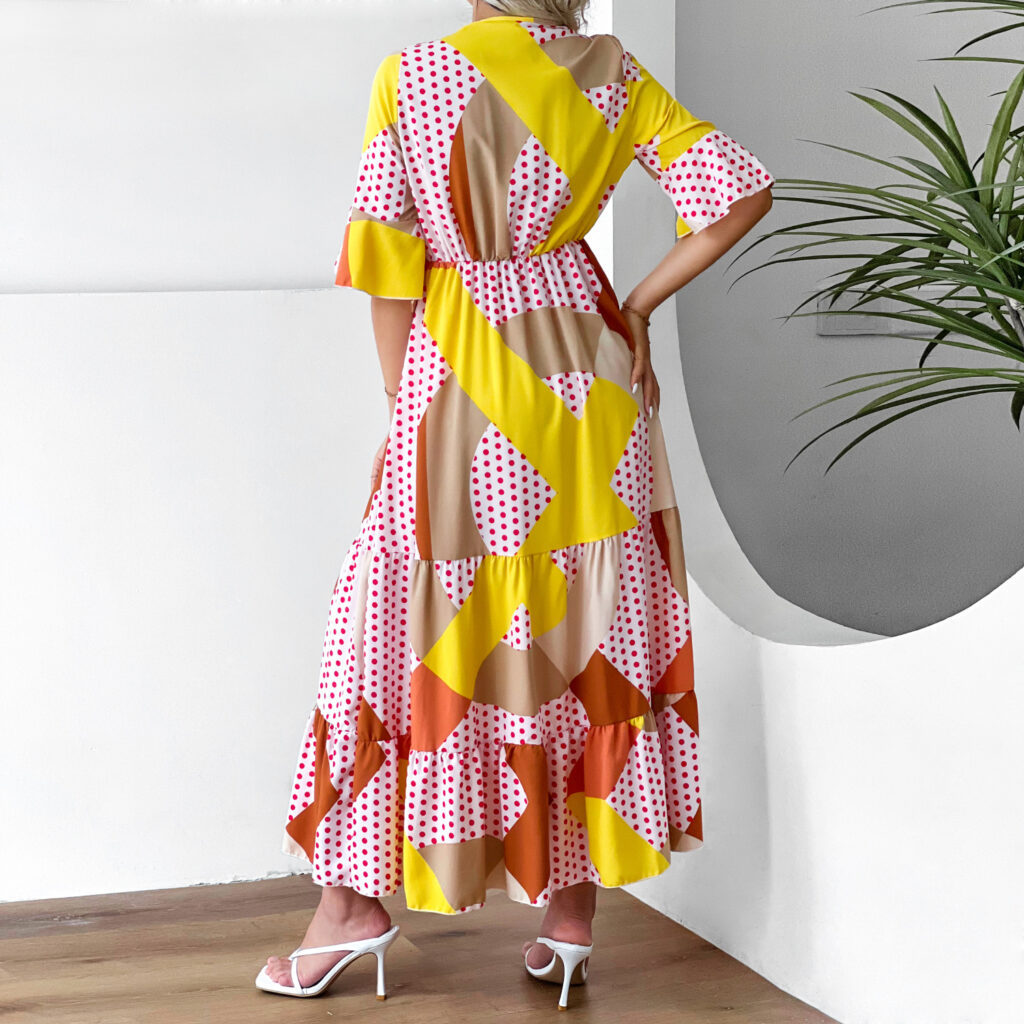 Women  Clothing Floral Dress Bell Sleeve Vacation Dress - Image 4