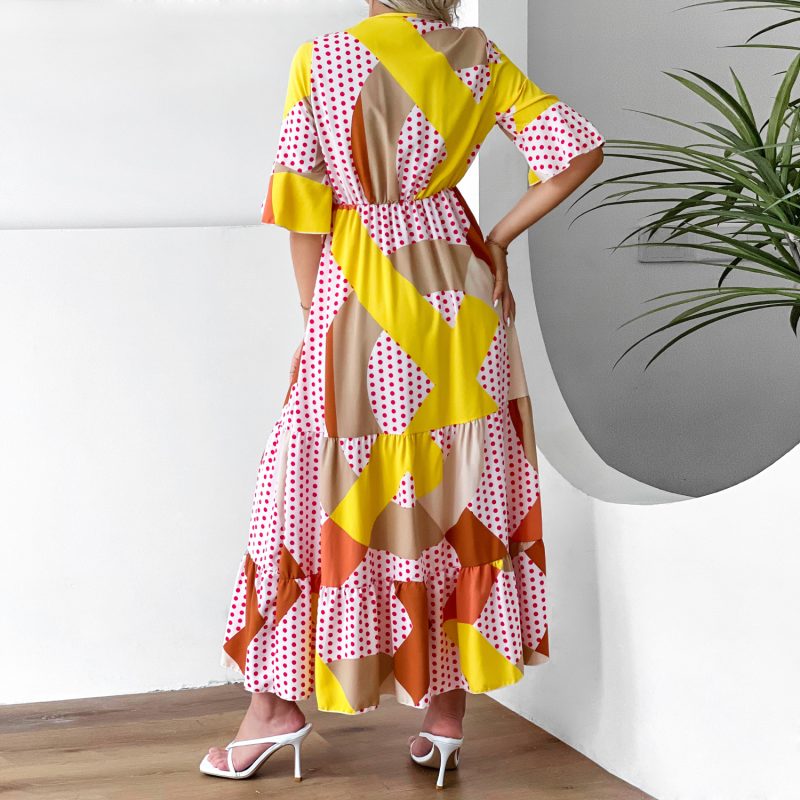 Women  Clothing Floral Dress Bell Sleeve Vacation Dress - Image 4