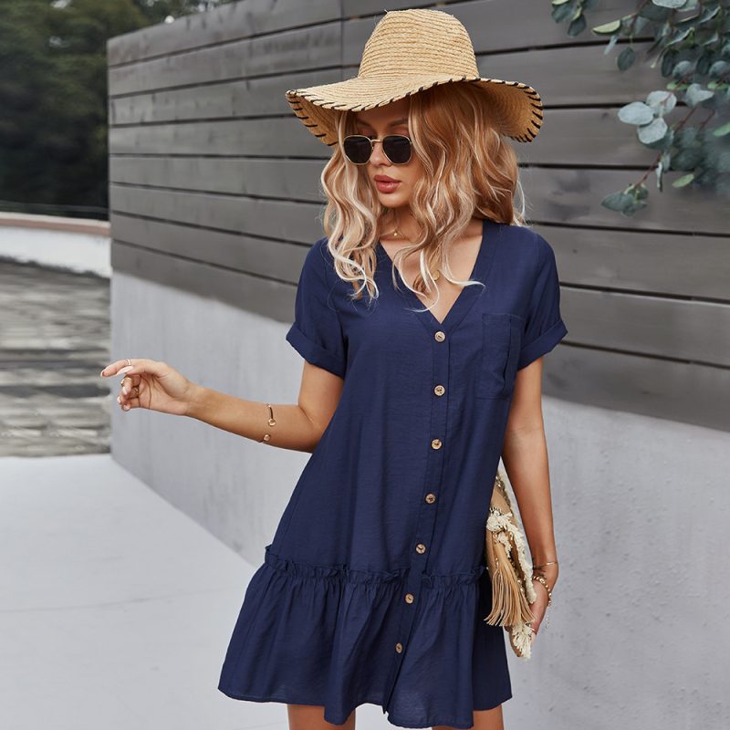 Women Clothing Dress Summer Short Sleeve A- line  Women Clothing - Image 3