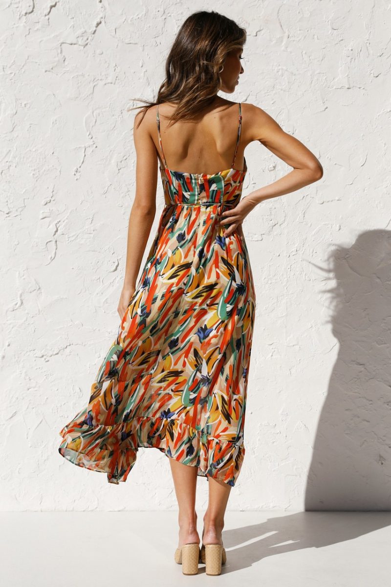 Women Printed Ruffle Sleeveless Dress - Image 3