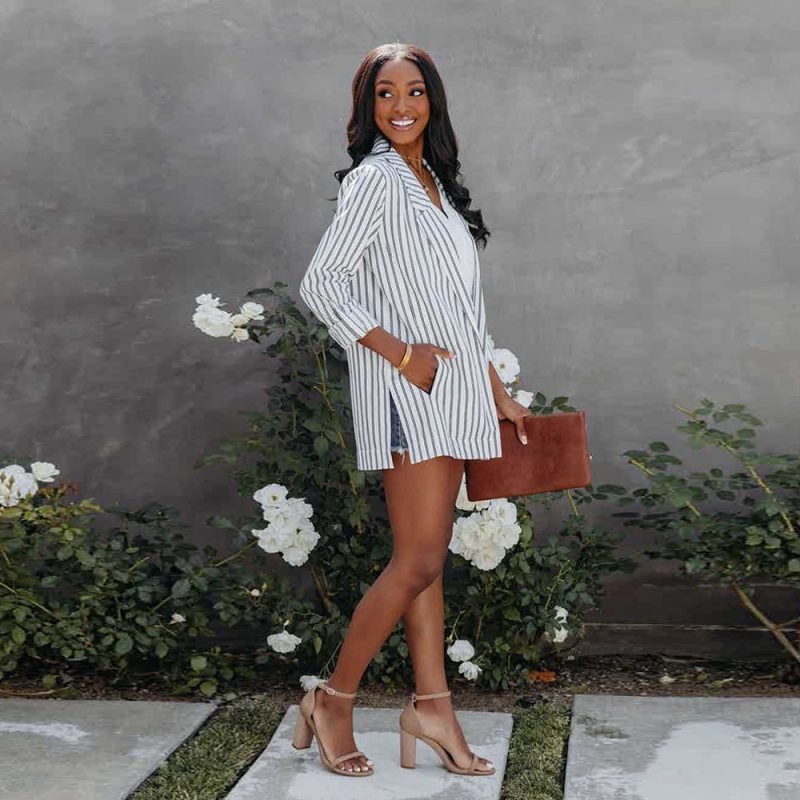 Spring Summer  Women Clothing Fashion Striped Long Sleeves Single-Breasted Casual Shirt - Image 2