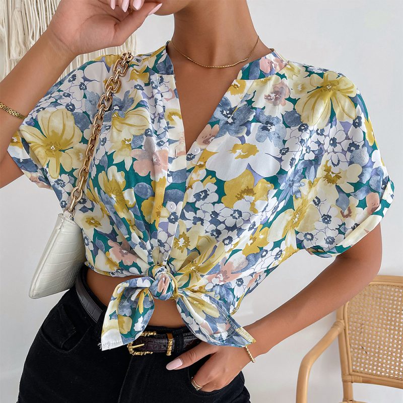 Printed Top Summer Casual Vacation Women Shirt - Image 3
