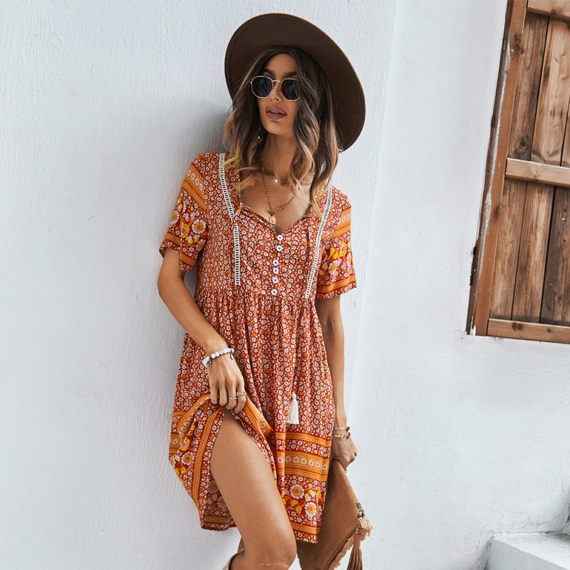 Self-Developed Designed Women Wear Printed Dress Summer Bohemian - Image 3