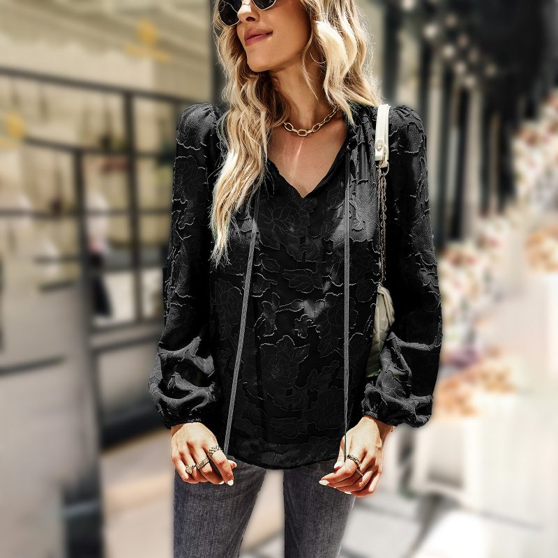 Elegant Long-Sleeved Top Spring Autumn Four Seasons All-Matching Women - Image 2