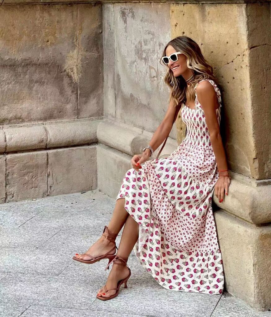 Summer Casual Bohemian Vacation Sleeveless Strap Long Patchwork Dress - Image 2