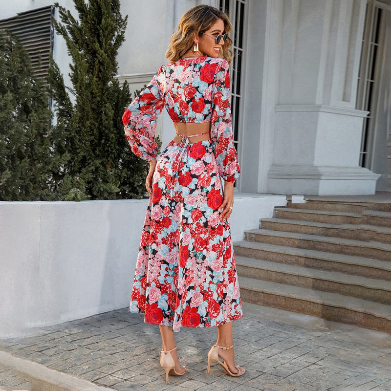 Spring Summer New  Women Clothing Dress Casual Long Long Sleeve Cropped Outfit Design Maxi Dress for Women - Image 2