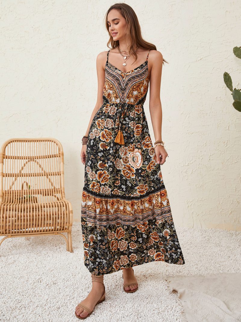 Bohemian Suspender Women Printed Dress Women Sundress - Image 4