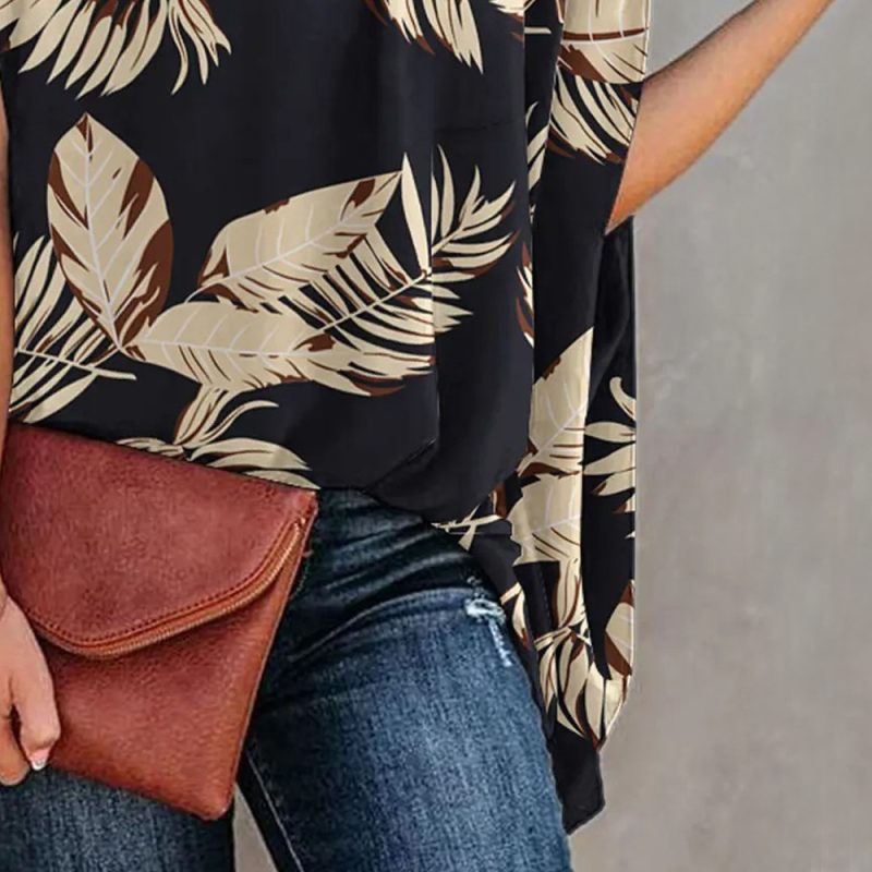 Summer Wish Women Clothing Printed Sexy Diagonal Collar Loose Top - Image 3
