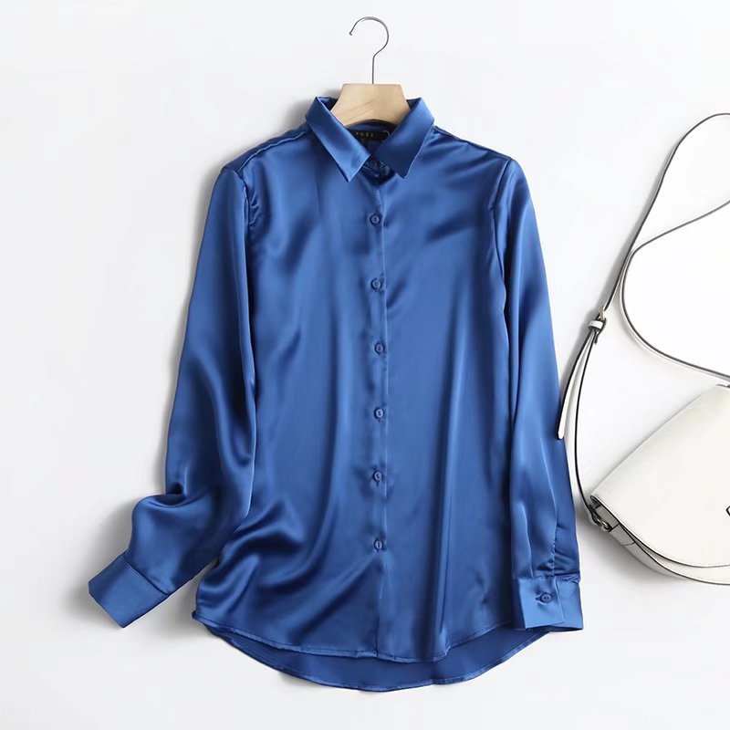 Sapphire Blue Satin Shirt