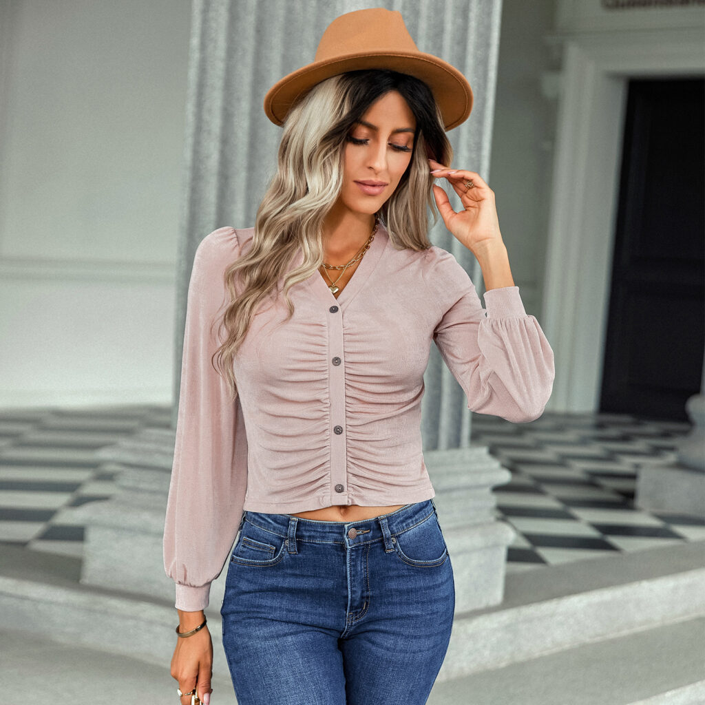 Short Top for Women Autumn Winter Slim Fit Slimming Sweater