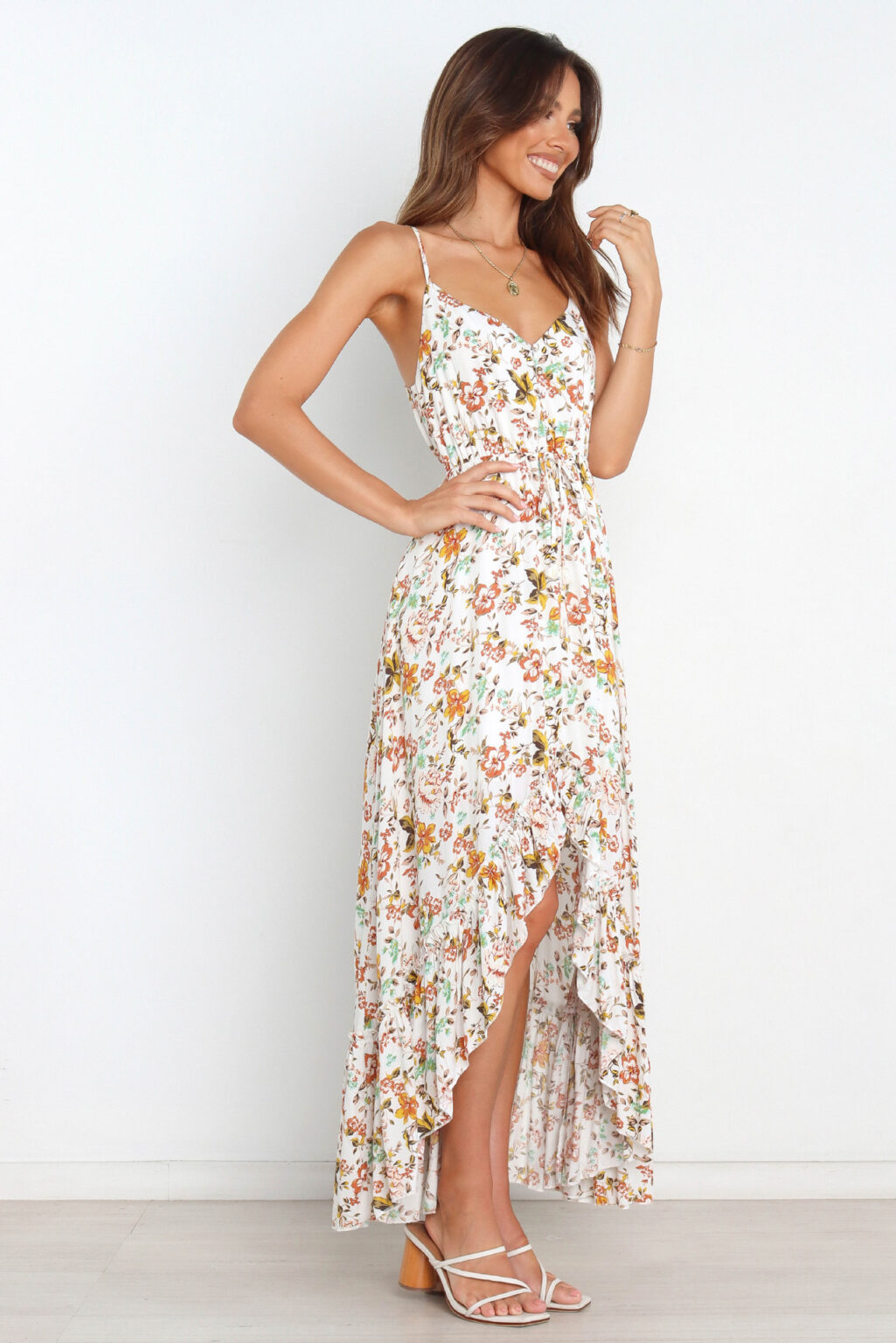 Summer New Backless Slip Dress Irregular Asymmetric Ruffled Large Swing Dress High Split