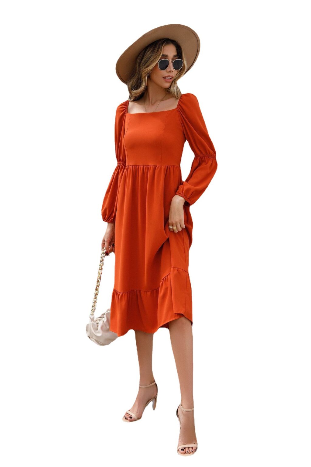 New Spring Long Sleeve Ruffled Slim-Fit Office Dress for Women - Image 4