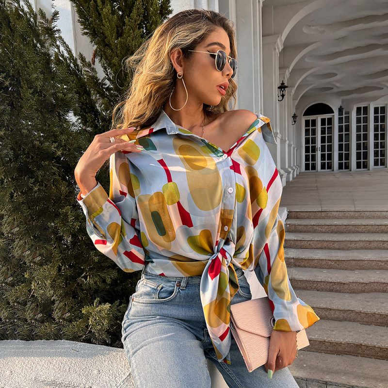 Women Clothing Shirt Summer Plaid Batwing Long Sleeve Loose Top for Women - Image 4