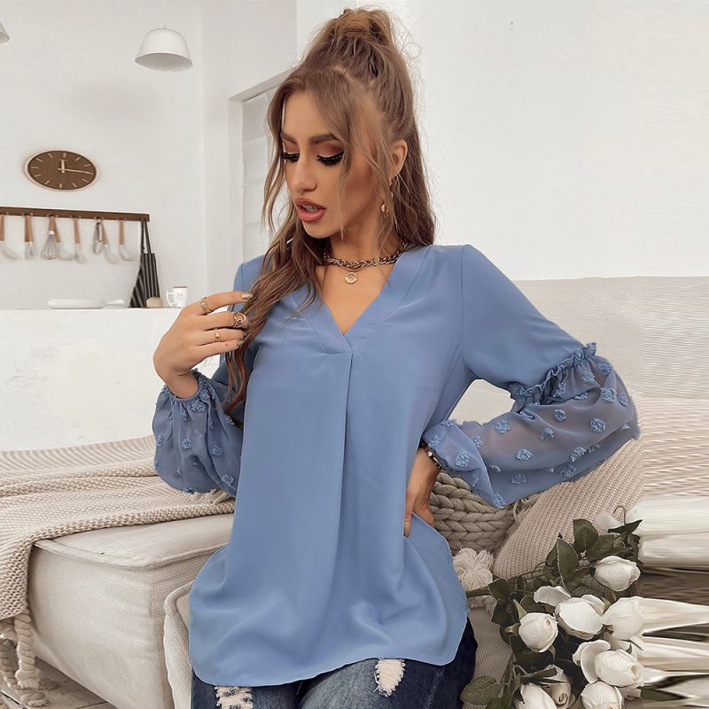 Casual Office Top Summer Stitching Long-Sleeved Shirt Casual Vacation - Image 2