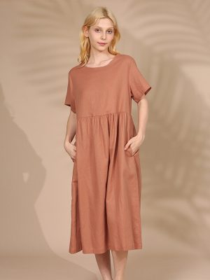 Artistic Cotton Linen Dress Summer Back Strap Japanese Simple Loose Slimming Dress