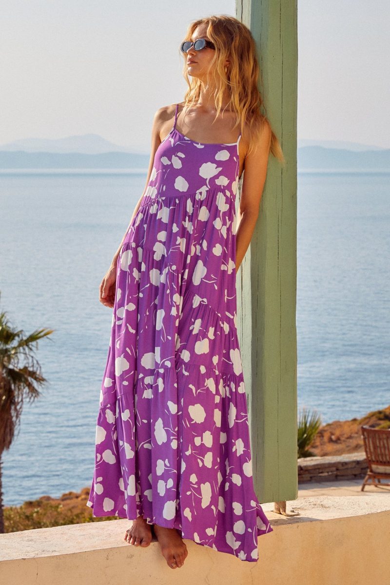 Spring Summer Women Printed Wear Dress Sling Vacation Beach Dress - Image 4