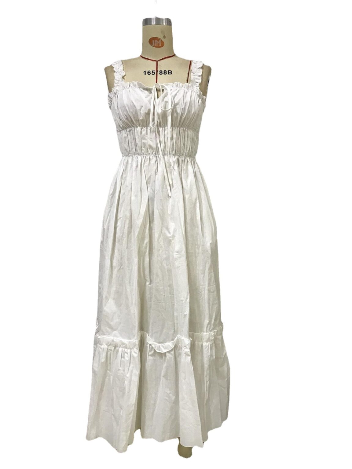 Summer Women  Casual Vacation Wooden Ear Dress Elegant Pleated Sling Large Swing Dress - Image 5