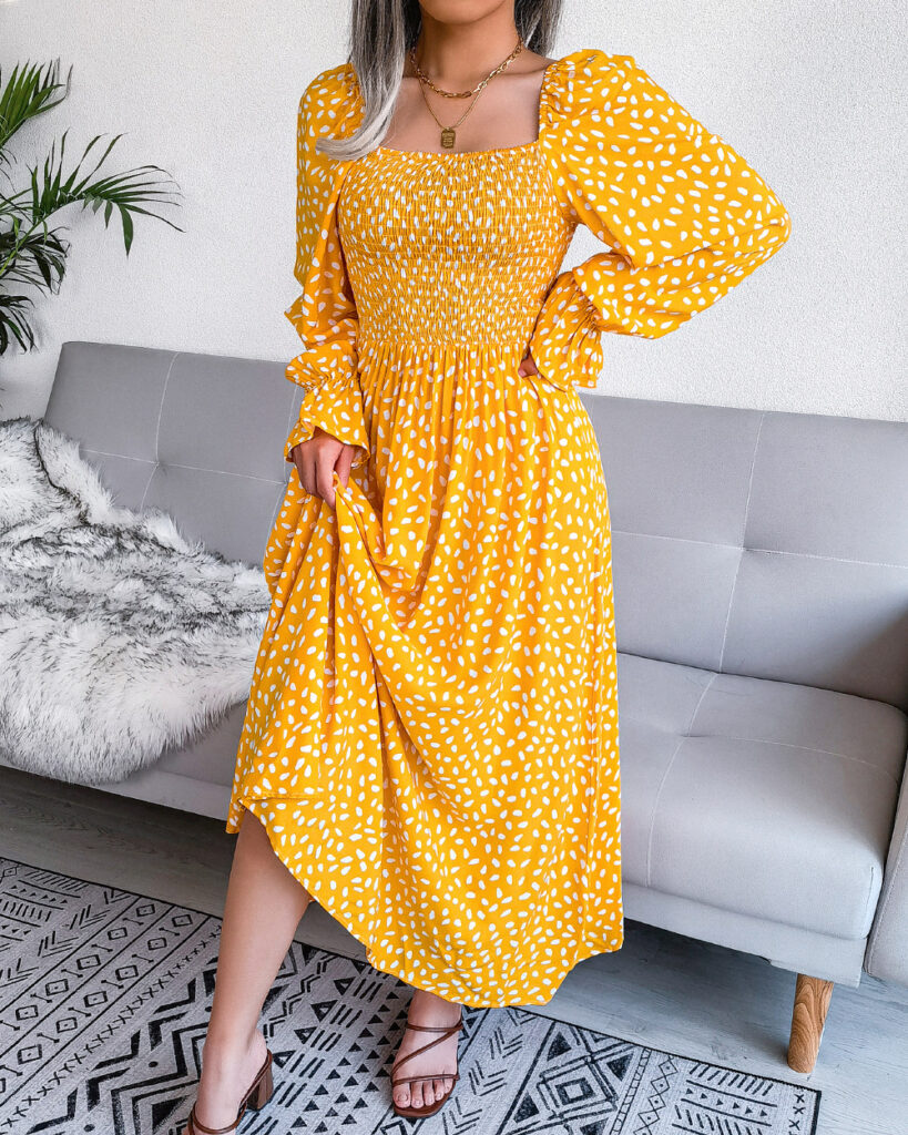 Autumn Winter Square Collar Long Sleeve Holiday Rayon Dress Pleated Dress   Women Clothing