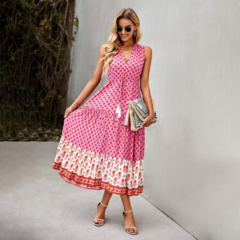 Fashion Women Wear Summer Bohemian Casual Holiday Dress Tiered Dress - Image 3