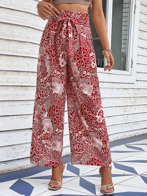 Popular Summer Casual Printing Series Belt Slimming Straight Pants