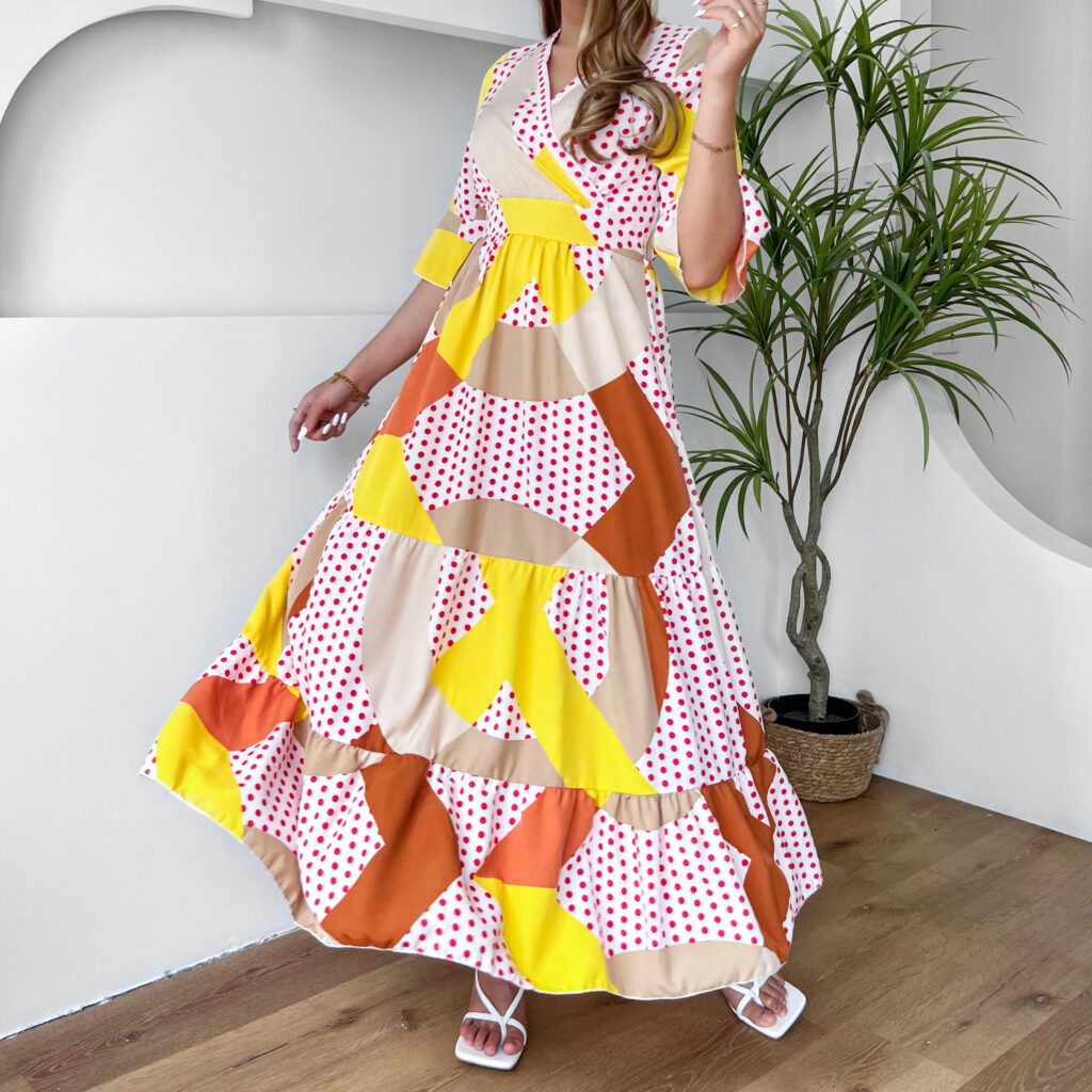 Women  Clothing Floral Dress Bell Sleeve Vacation Dress - Image 2