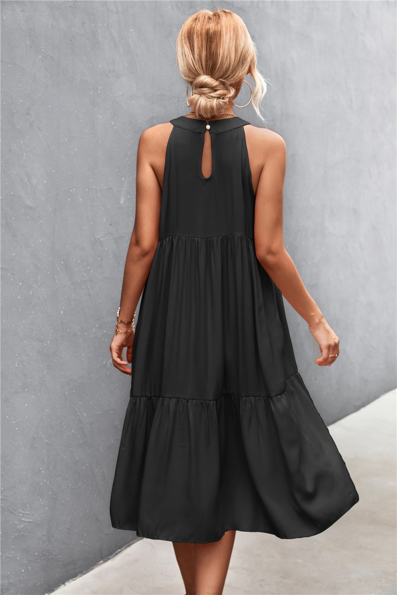 Women Clothing Spring Summer Popular Loose Casual Halter Stitching Dress - Image 4