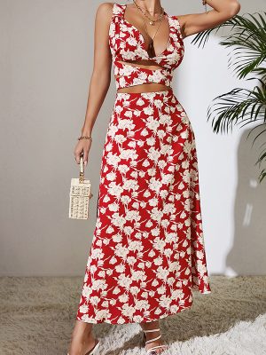 Summer Cool High Waist Backless Flattering Red Dress