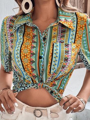 Summer Printed Hawaiian Row Mouth Shirt