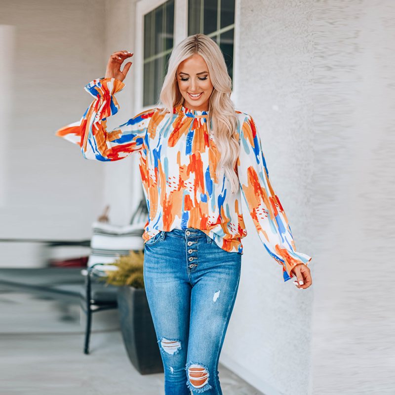Autumn Color Long-Sleeved Top Women＇ Pullover T-shirt - Image 3
