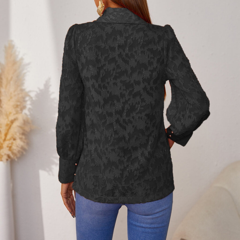 Women French Polo Lace Shirt Spring Autumn Long Sleeve Niche Chic Inner Shirt for Women - Image 2