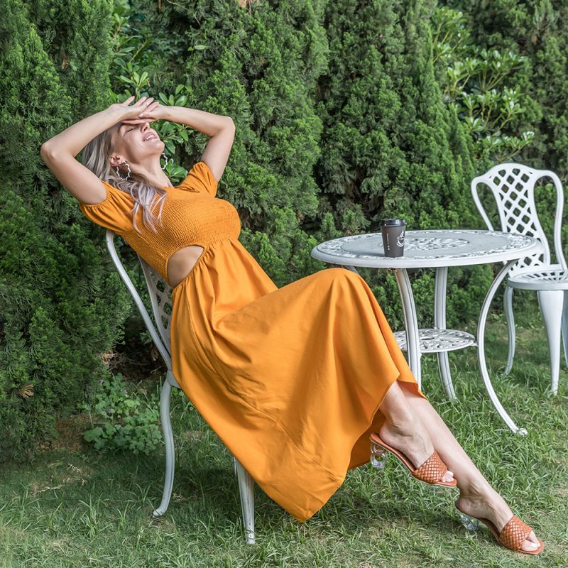Women Popular Wrapped Chest Solid Color Dress  Summer Slim-Fit Jumpsuit Maxi Dress - Image 2