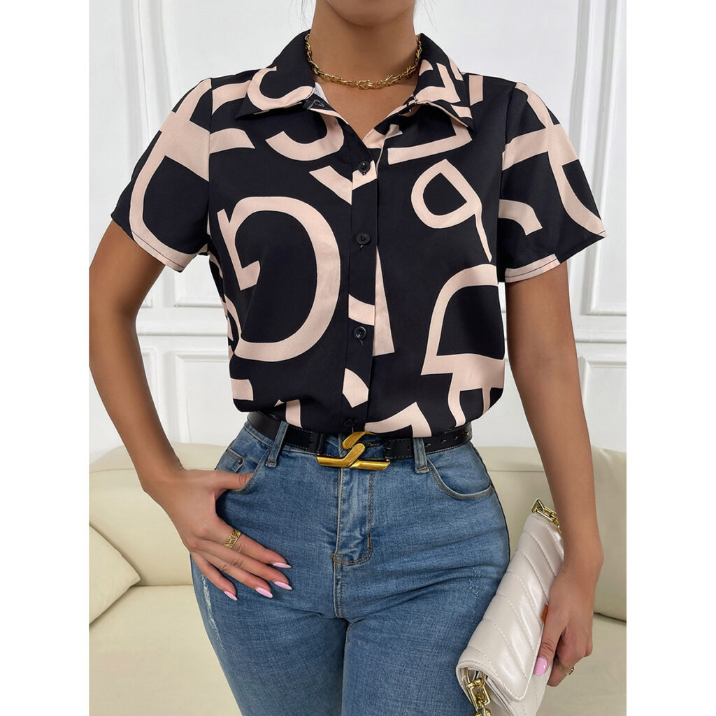 Short Sleeved Shirt Spring Summer Office Cardigan Women Clothes