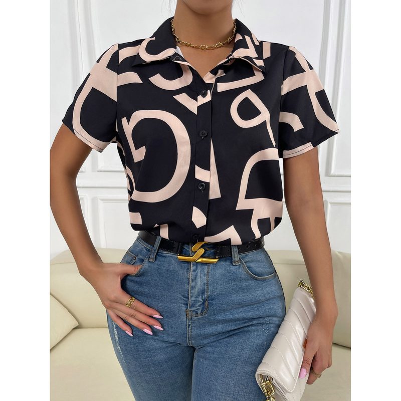 Short Sleeved Shirt Spring Summer Office Cardigan Women Clothes