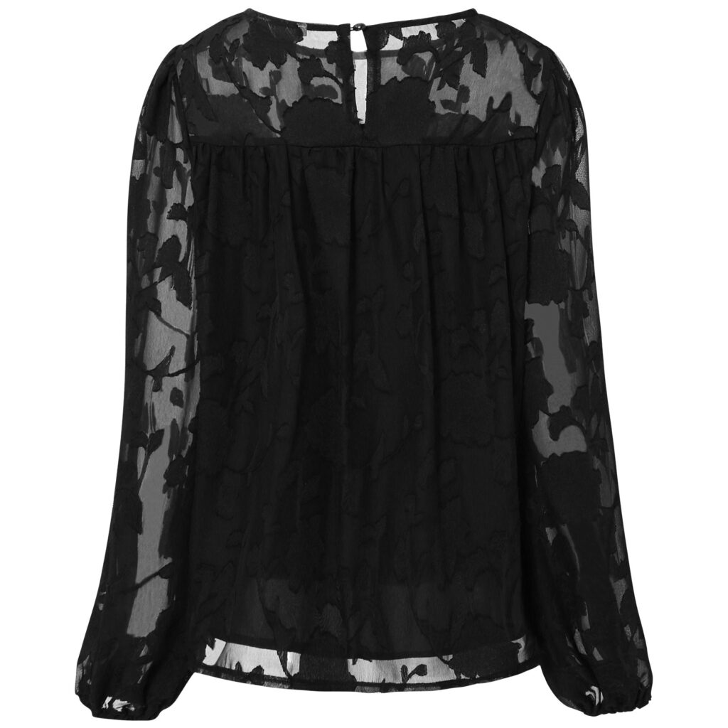 Autumn Winter Jacquard round Neck Top Women Women Clothing Loose Chiffon Shirt - Image 5