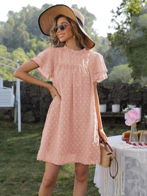 Summer Girly Jacquard Dress Sexy Straight Dress textured