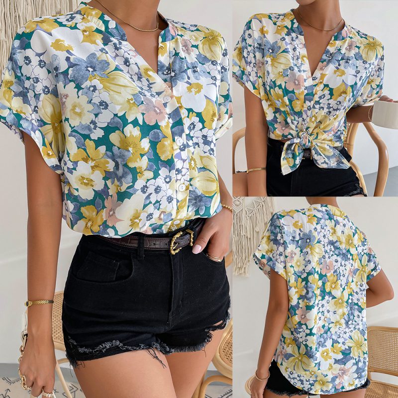 Printed Top Summer Casual Vacation Women Shirt - Image 5
