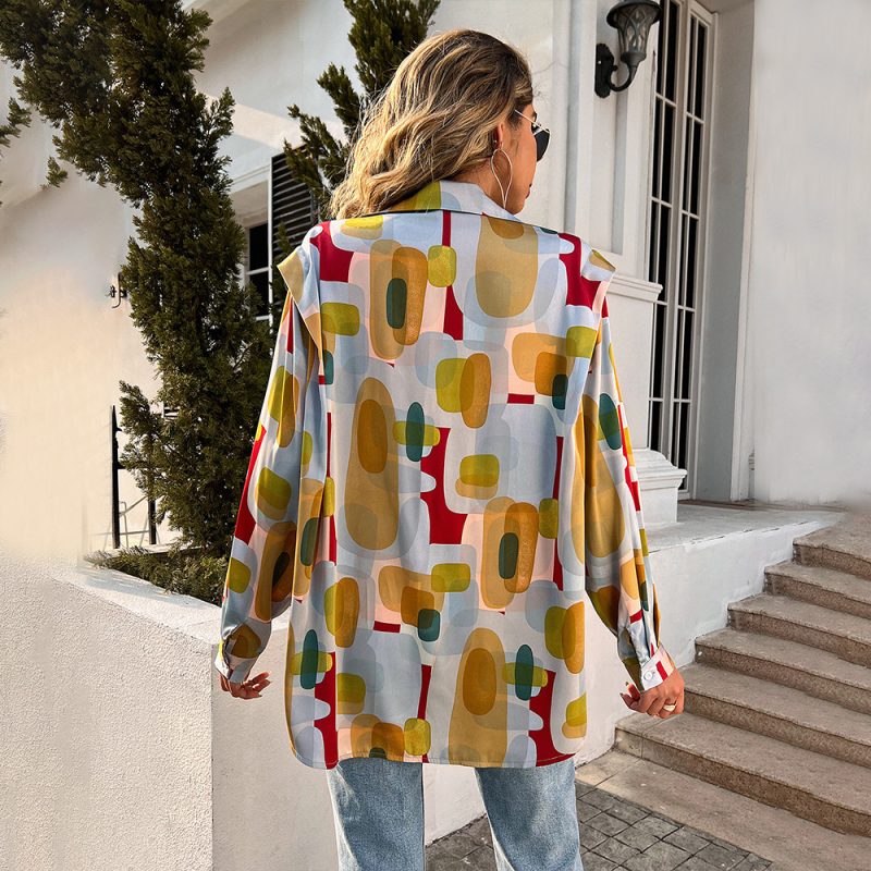 Women Clothing Shirt Summer Plaid Batwing Long Sleeve Loose Top for Women - Image 2