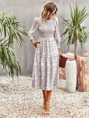 Waist Controlled Printed Dress Spring Summer Casual Vacation Women