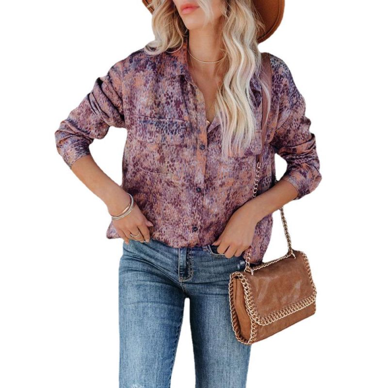 Autumn Winter Women Clothing Leopard Print Long Sleeve Pocket Cardigan Casual Shirt - Image 5