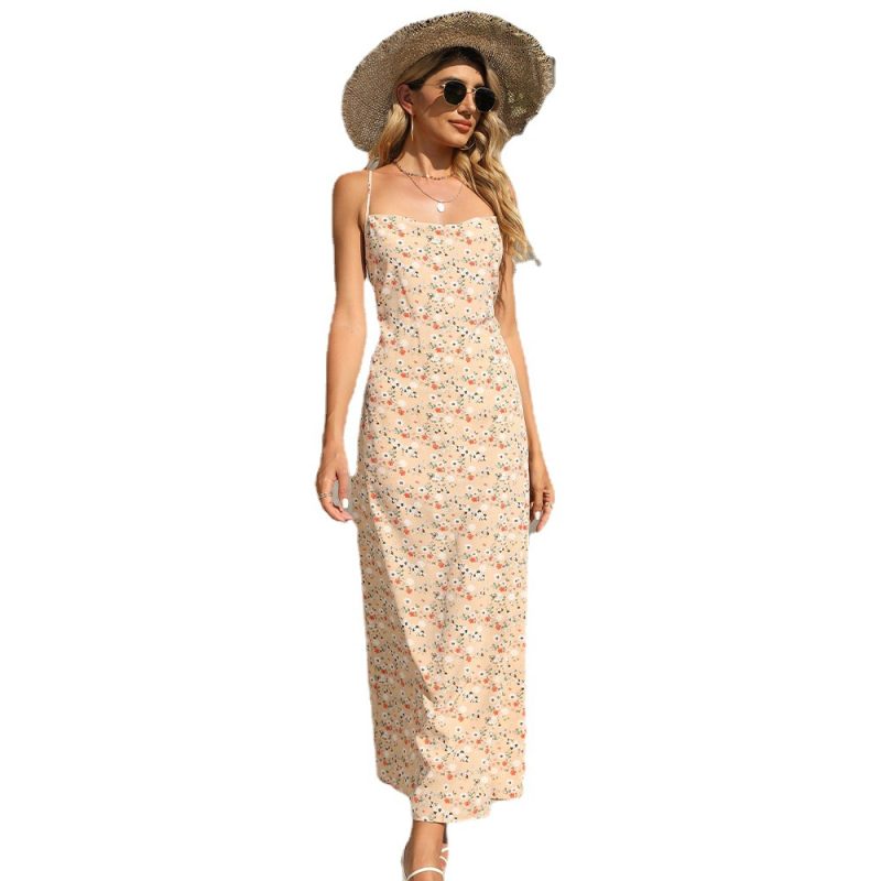 Summer Women Clothing Floral Print Strap Slim Dress Maxi Dress for Women - Image 5