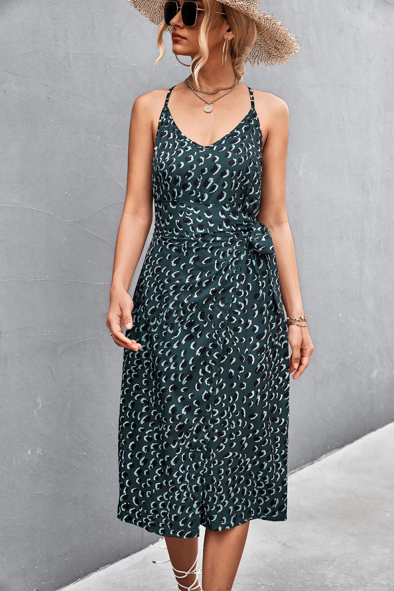 Spring Summer Sexy V-neck Brace Lace-up Split Dress for Women - Image 2
