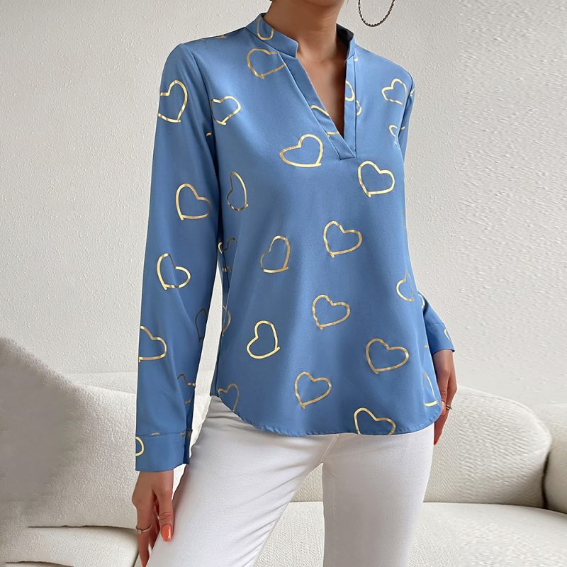 Printed Shirt Women Spring Summer Office Long Sleeved Top - Image 2