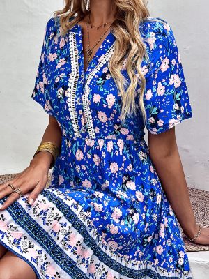 Women Bohemian Holiday Dress Summer Printed Dress