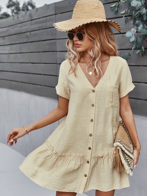 Women Clothing Dress Summer Short Sleeve A- line  Women Clothing