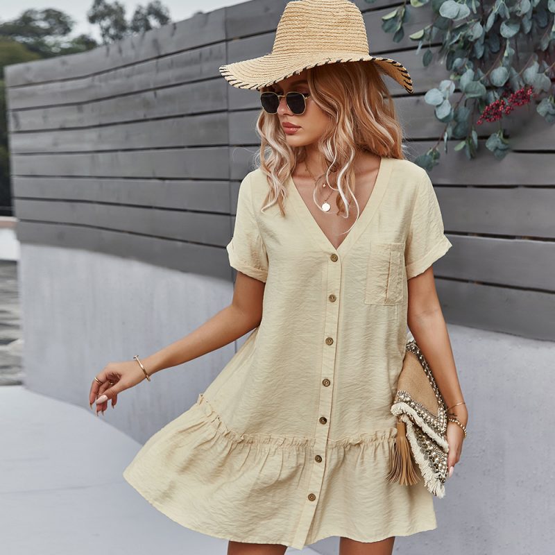 Women Clothing Dress Summer Short Sleeve A- line  Women Clothing