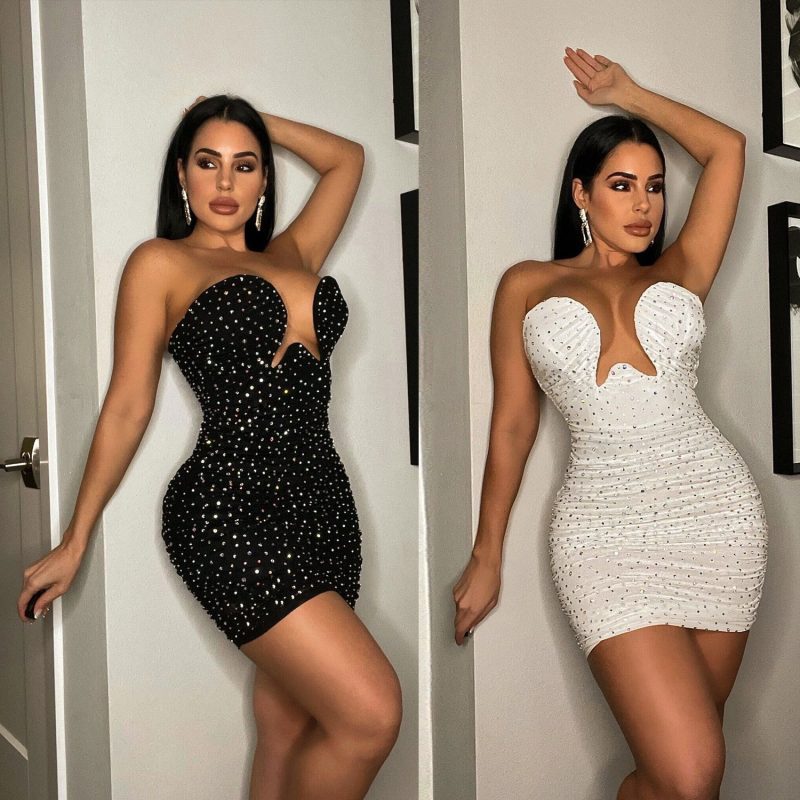 Sexy Slim-Fit Chest-Wrapped Rhinestone Dress Nightclub - Image 5