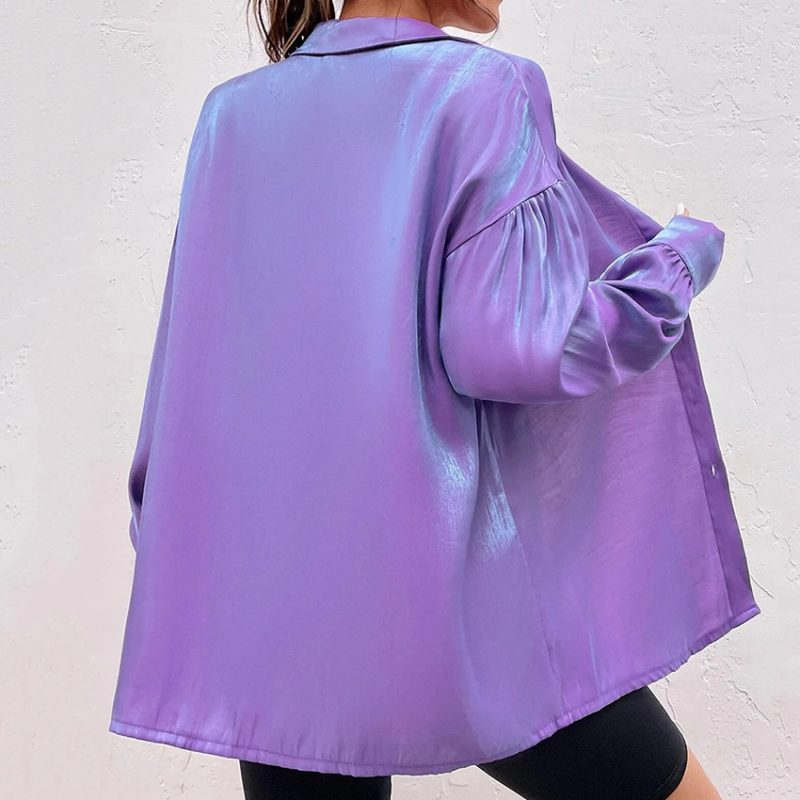 Early Autumn Shirt Purple Loose Long Sleeve Collared Temperamental Minority Fashionable All Match Shirt Women Clothing - Image 2