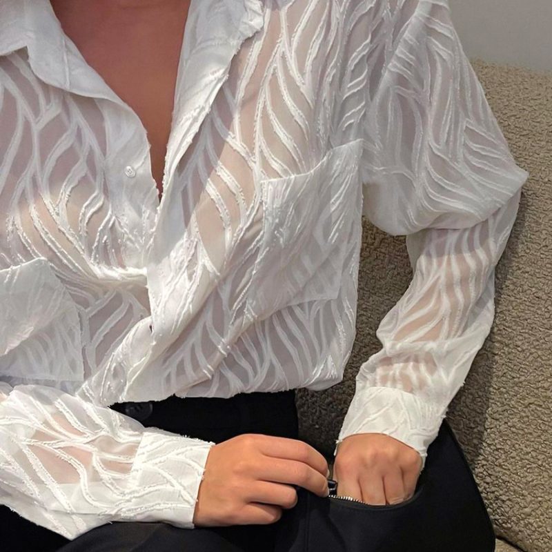New Spring Summer French Chiffon Shirt See-through Thin Niche Texture Shirt Women Top - Image 2