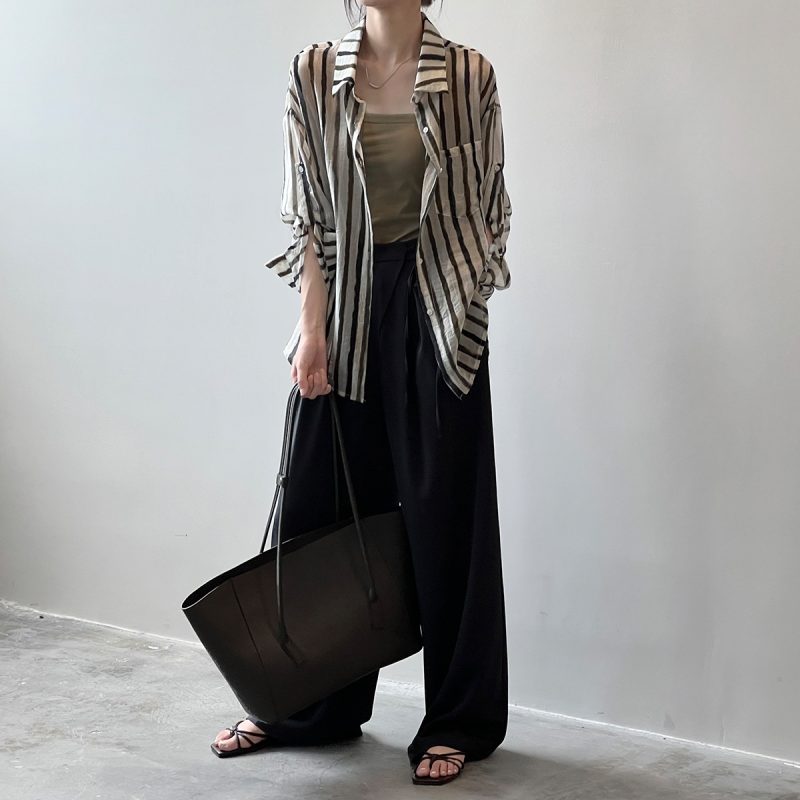 Breathable Stripes Shirt for Women Summer Loose Stylish Long Sleeves Cardigan Shirt - Image 4