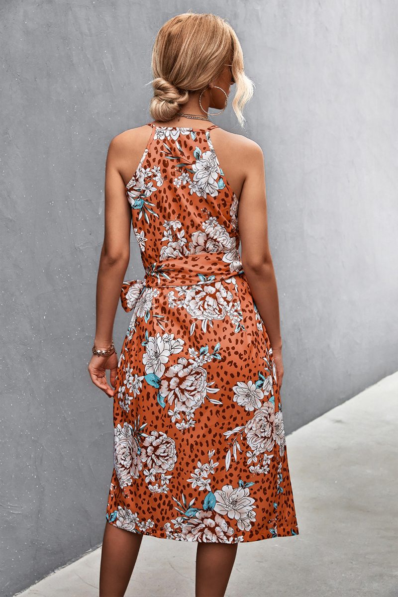 Spring Summer Sexy V-neck Brace Lace-up Split Dress for Women - Image 4